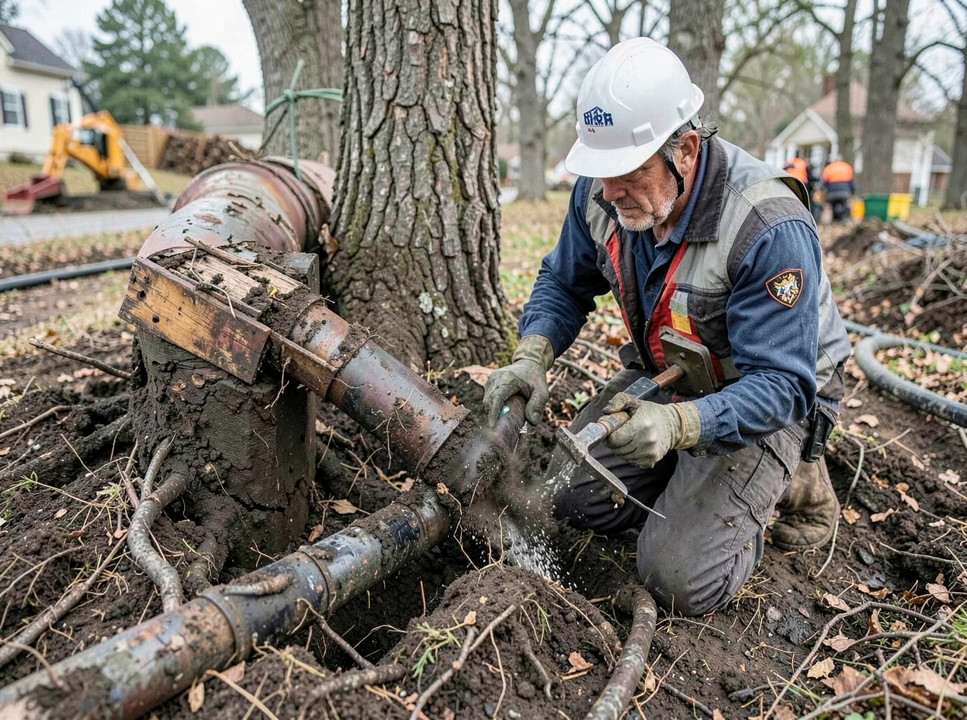 Tree Root Sewer Line Damage in Bryan, TX